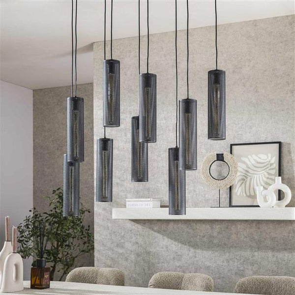 Hanglamp 5+4 tube mesh / Artic zwart (Magazijn sale)