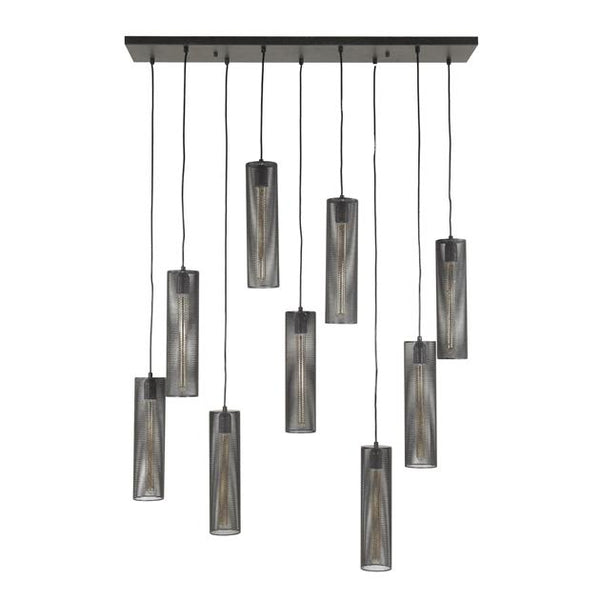 Hanglamp 5+4 tube mesh / Artic zwart (Magazijn sale)