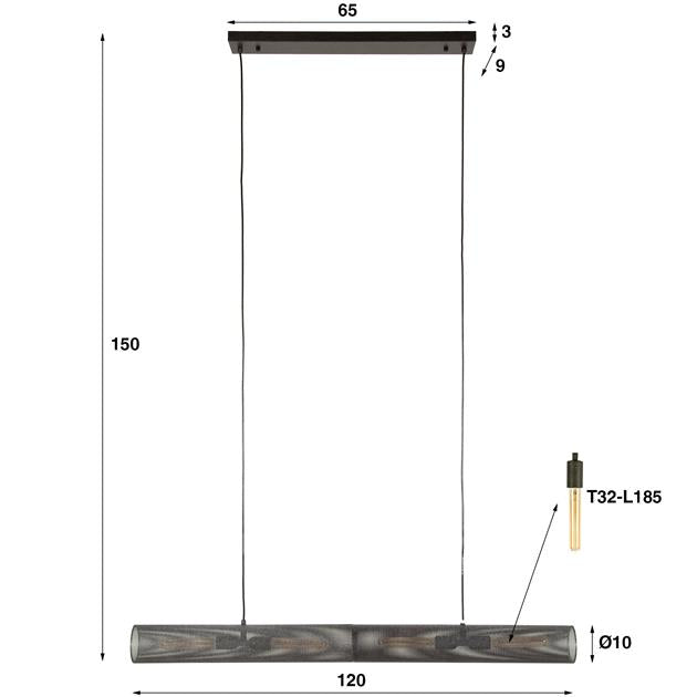 Hanglamp 120 tube mesh / Artic zwart
