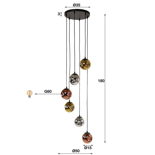 Hanglamp 6L stellar / Artic zwart