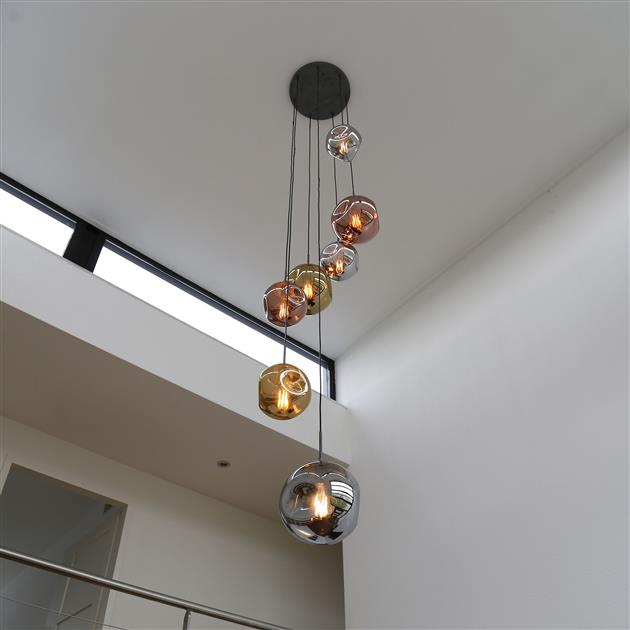 Hanglamp 7L getrapt stellar / Oud zilver