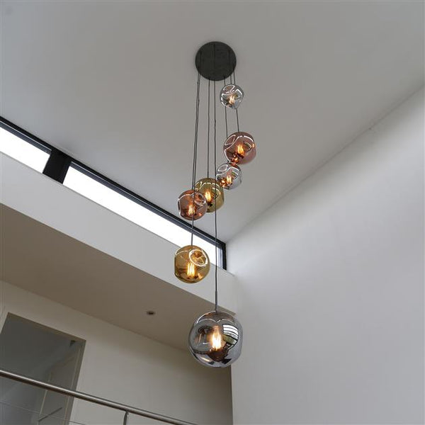 Hanglamp 7L getrapt stellar / Oud zilver