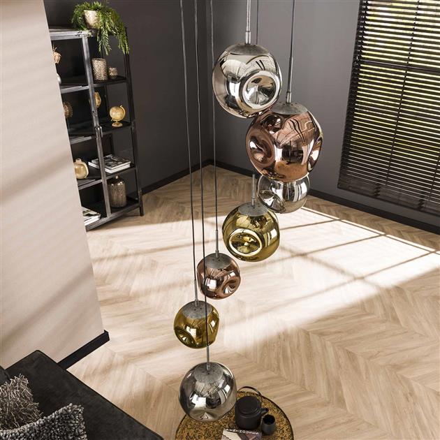 Hanglamp 7L getrapt stellar / Oud zilver