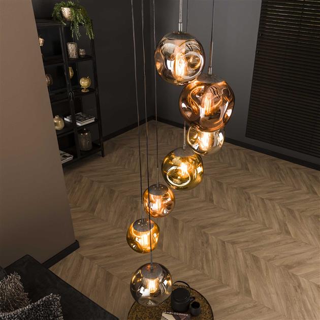 Hanglamp 7L getrapt stellar / Oud zilver