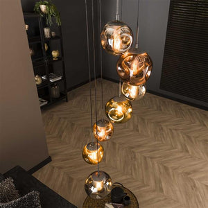 Hanglamp 7L getrapt stellar / Oud zilver
