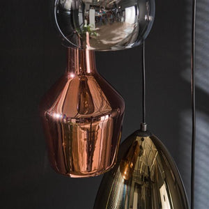 Hanglamp 5L getrapt mix glass tricolore / Artic zwart