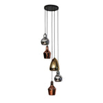 Hanglamp 5L getrapt mix glass tricolore / Artic zwart