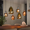 Hanglamp 3+3  mix glass tricolore / Artic zwart