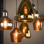 Hanglamp 3+3  mix glass tricolore / Artic zwart