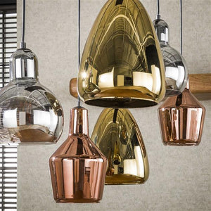 Hanglamp 3+3  mix glass tricolore / Artic zwart