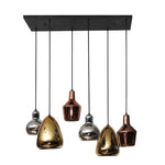 Hanglamp 3+3  mix glass tricolore / Artic zwart