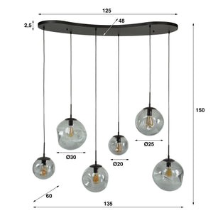 Hanglamp 6L stellar black series / Artic zwart