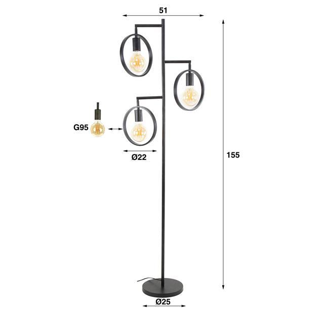 Vloerlamp 3L ring / Charcoal