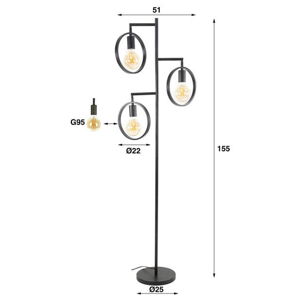 Vloerlamp 3L ring / Charcoal