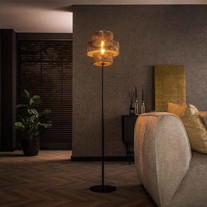 Vloerlamp 1L lantern / Zwart bruin (Magazijn sale)