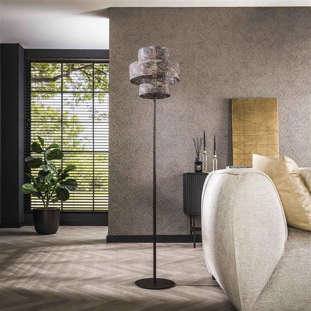 Vloerlamp 1L lantern / Zwart bruin (Magazijn sale)