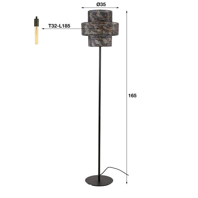 Vloerlamp 1L lantern / Zwart bruin (Magazijn sale)