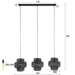 Hanglamp 3L lantern / Zwart bruin