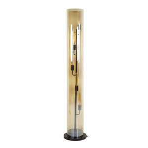 Vloerlamp 5L tube amber glas / Artic zwart (Magazijn sale)