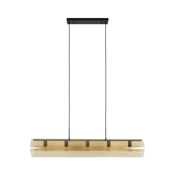 Hanglamp 5L tube amber glas / Artic zwart (Magazijn sale)
