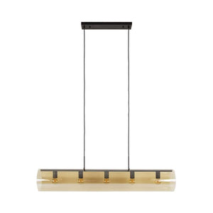 Hanglamp 5L tube amber glas / Artic zwart (Magazijn sale)