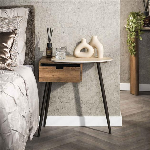 Nachtkastje Travino 1 lade / Ceramic Travertine (rechts)