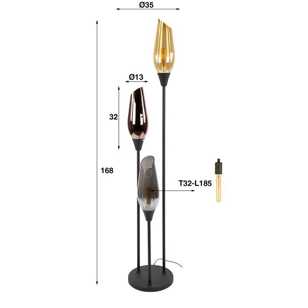 Vloerlamp cocoon mix glass  / Zwart