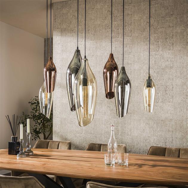 Hanglamp 4+3 cocoon mix glass / Zwart