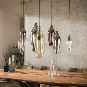 Hanglamp 4+3 cocoon mix glass / Zwart