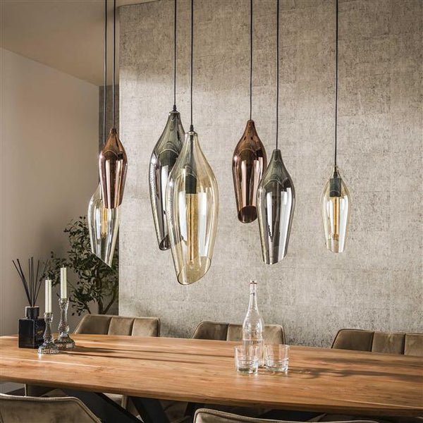 Hanglamp 4+3 cocoon mix glass / Zwart