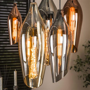 Hanglamp 4+3 cocoon mix glass / Zwart