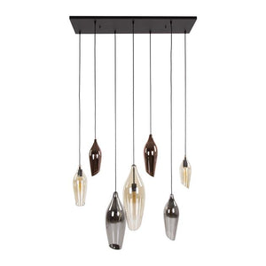 Hanglamp 4+3 cocoon mix glass / Zwart
