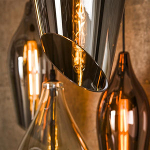 Hanglamp 5L getrapt cocoon mix glass / Zwart