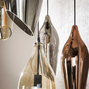 Hanglamp 5L getrapt cocoon mix glass / Zwart