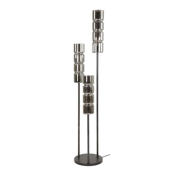 Vloerlamp 3L getrapt cylinder glas / Artic zwart