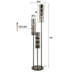 Vloerlamp 3L getrapt cylinder glas / Artic zwart