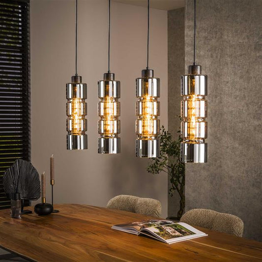 Hanglamp 4L cylinder glas / Artic zwart (Magazijn sale)