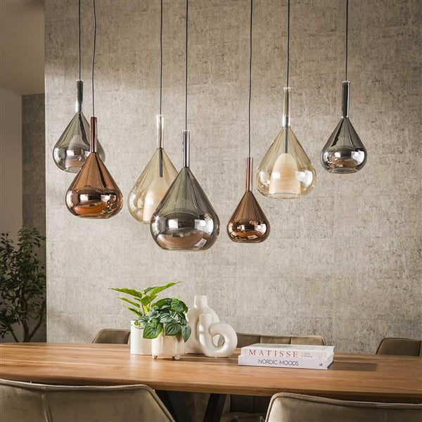 Hanglamp 4+3 wings mix glass / Zwart