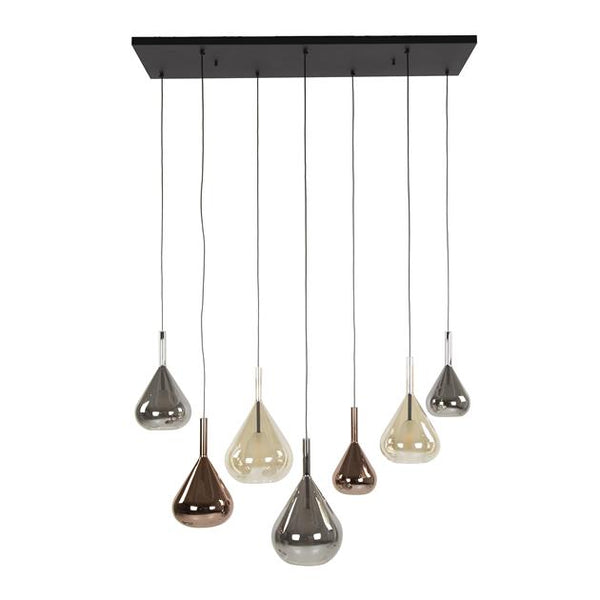 Hanglamp 4+3 wings mix glass / Zwart