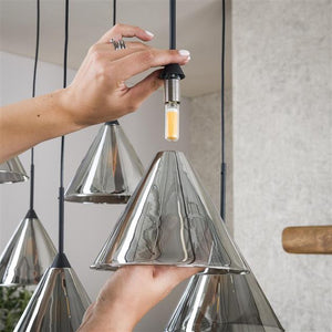 Hanglamp 5+4 tapse kap glas / Smoke grey glas (Magazijn sale)