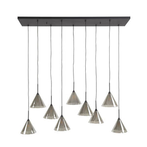 Hanglamp 5+4 tapse kap glas / Smoke grey glas (Magazijn sale)