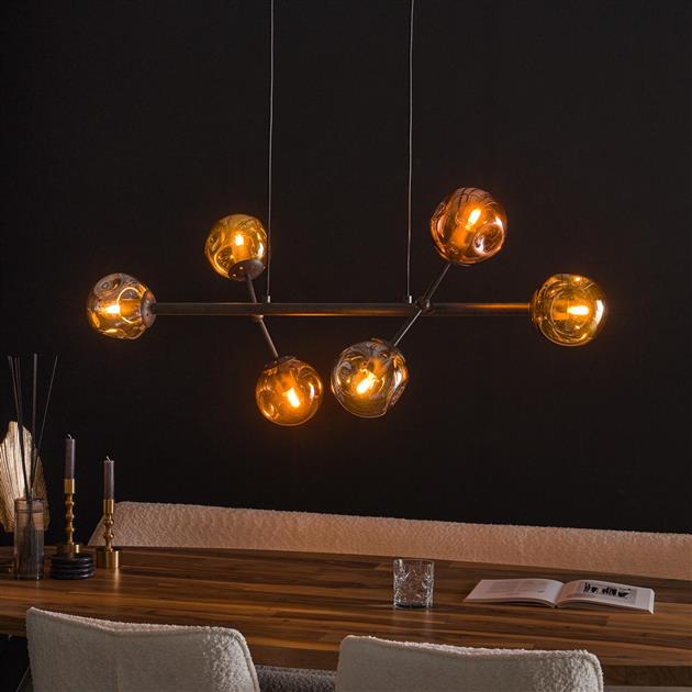 Hanglamp 6L molecule mix glass / Artic zwart (Magazijn sale)