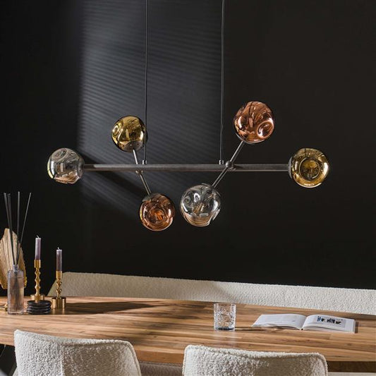 Hanglamp 6L molecule mix glass / Artic zwart (Magazijn sale)