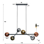 Hanglamp 6L molecule mix glass / Artic zwart (Magazijn sale)