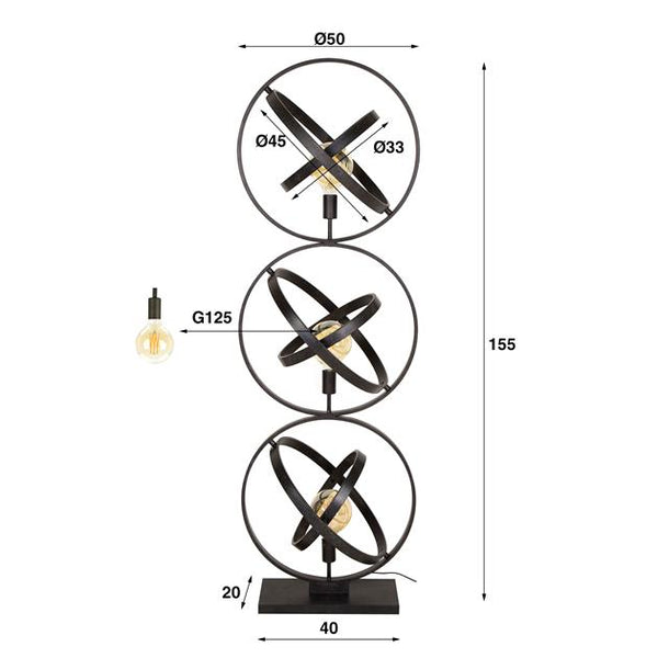 Vloerlamp 3L Galaxy / Artic zwart