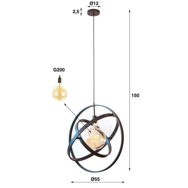 Hanglamp 1L Galaxy / Artic zwart