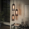 Hanglamp 3L getrapt smoke glas-geperforeerd staal / Artic zwart (Magazijn sale)