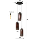 Hanglamp 3L getrapt smoke glas-geperforeerd staal / Artic zwart (Magazijn sale)