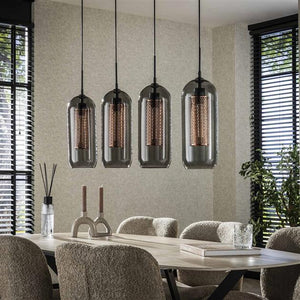 Hanglamp 4L smoke glas-geperforeerd staal / Artic zwart (Magazijn sale)