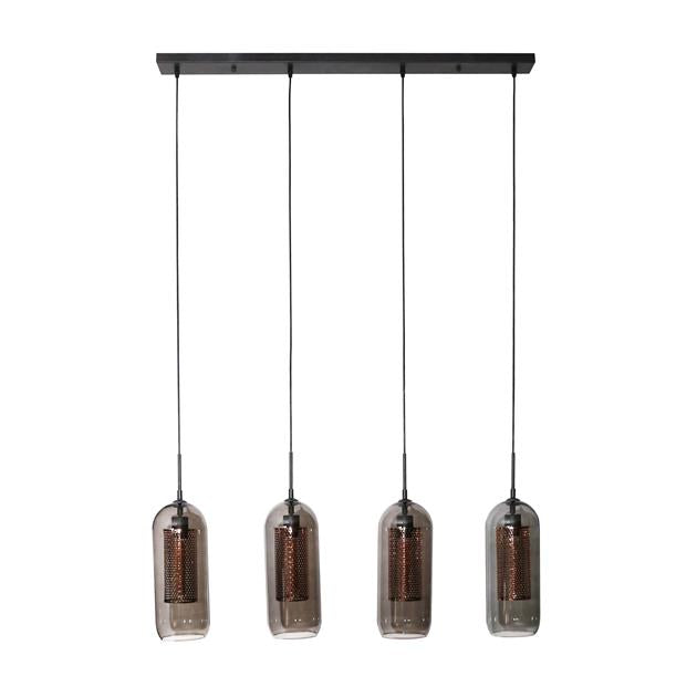 Hanglamp 4L smoke glas-geperforeerd staal / Artic zwart (Magazijn sale)